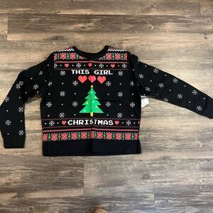 Women’s long sleeve black Christmas top